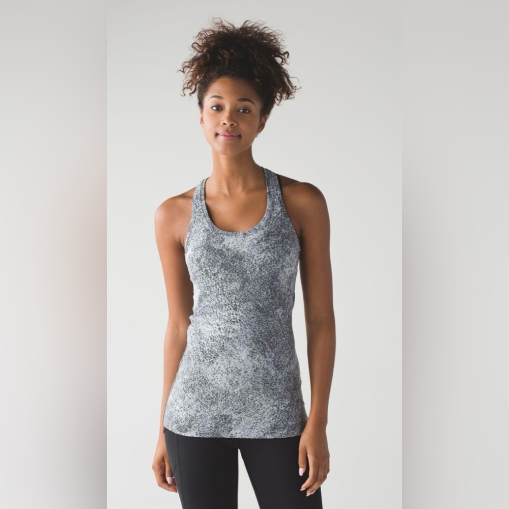 Lululemon Cool Racerback II Luon Spray Jacquard White Black